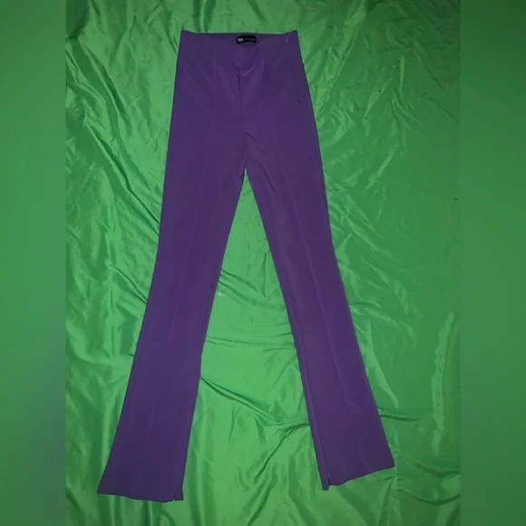 Zara Purple Straight Leg/ Minimal Flare Women's Pants with side Zipper size XS - Picture 1 of 6